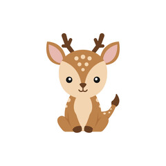 cute baby deer cartoon animal vector design concept flat style