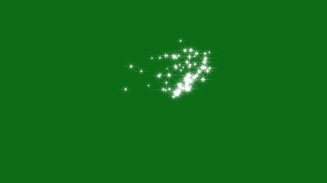 Christmas stars isolated on green screen, Luxury glitter stars particles background overlay, glowing white glitter sparkles trail, magic sparkles glitter line stars, magic dust, pixie dust path, 4K