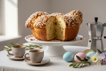 Italian Easter Breakfast with Colomba Pasquale Cake