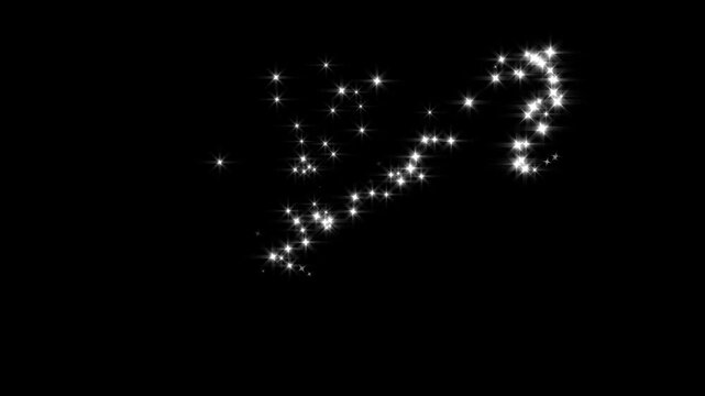 Glowing white glitter sparkles trail, magic sparkles glitter line stars, magic dust, pixie dust path, christmas stars isolated on black screen, Luxury glitter stars particles background overlay, 4K