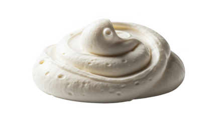Swirl of white whipped cream with air bubbles on black background food