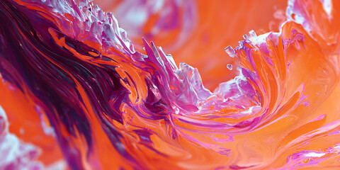 Abstract Liquid Swirls of Purple and Orange