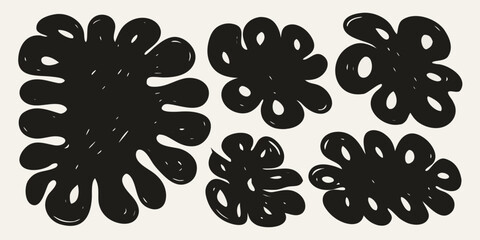 Abstract botanical illustration with black organic shapes on a cream background