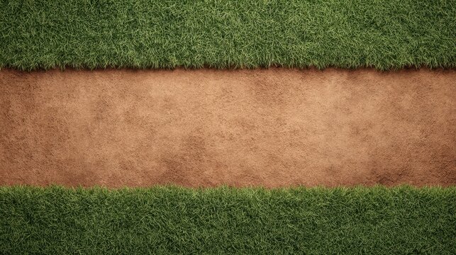 Aerial View of a Baseball Infield Ground Texture Featuring Dirt and Grass Lines Captured from Above in Natural Lighting for Various Uses