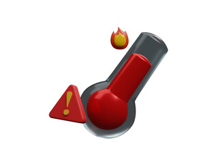 Warning and alert notification icon isolated on transparent background. Error, caution sign, exclamation mark, risk, urgent information, safety risk, construction warning, document error. 3d render 