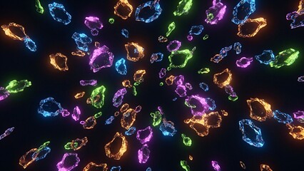 Floating Neon Crystal Shards