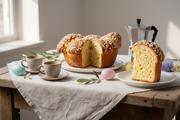 Rustic Italian Easter Table with Colomba Pasquale Cake
