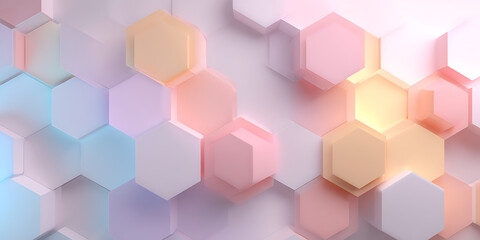 Soft Pastel Hexagons Abstract 3D Geometric Background