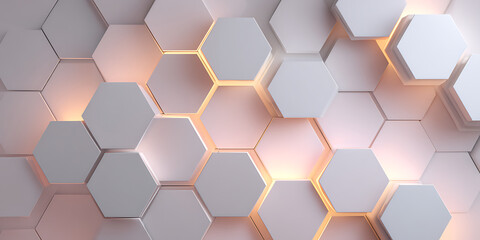 Abstract White Hexagons with Warm Backlight