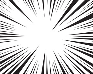 Obraz premium Abstract comic book transparent background. Manga action burst lines vector illustration. Black white action lines create energetic effect background.