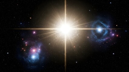 Astronomical image of a bright star and nebulae in space