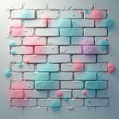  Interconnected formation of white blocks with pink and blue color stains in spray