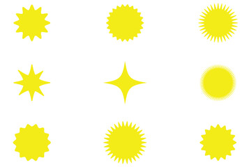 PrintBlack silhouette set of various sparkling stars and celestial shapes, perfect for magic themes, night sky decorations, and festive designs,