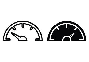 Speedometer icon and silhouette on a white background