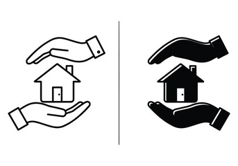 Hands gently holding and protecting a house