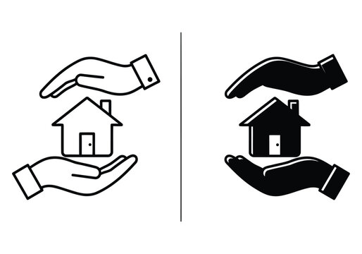 Hands gently holding and protecting a house