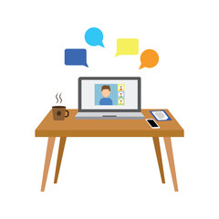 Work From Home Color Illustration Icon Vector for Business Design