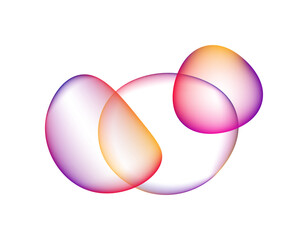 Modern abstract background with overlapping fluid gradient spheres. Vibrant translucent orange and purple circular shapes with soft shadows on white for minimalist web design and branding.