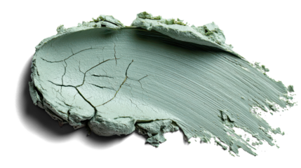 Mint green facial mask swatch, thick clay-like consistency with subtle cracks on white background. Transparent background