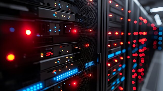 Server room lights glow. - Powered by Adobe