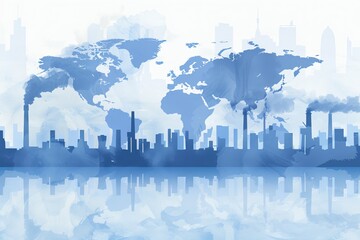 Infographic displaying global carbon emission reductions with world map background in modern style