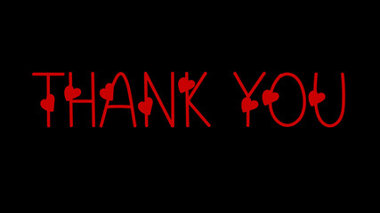Thank you modern text with doodle clouds. Vector illustration.