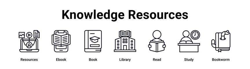 Knowledge Resources web banner icon vector illustration concept for education with icon of Resources, Ebook, Book, Library, Read.
