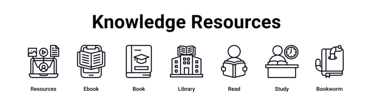 Knowledge Resources web banner icon vector illustration concept for education with icon of Resources, Ebook, Book, Library, Read.