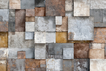 Fototapeta premium a textured abstract mosaic of varied square and rectangular stone blocks