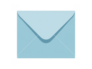 Light blue envelope with flap up and creases cyan mail isolated on a transparent background