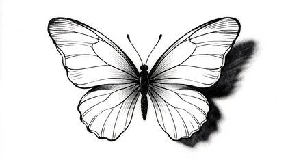 Elegant butterfly illustration with intricate wing patterns and delicate antennae