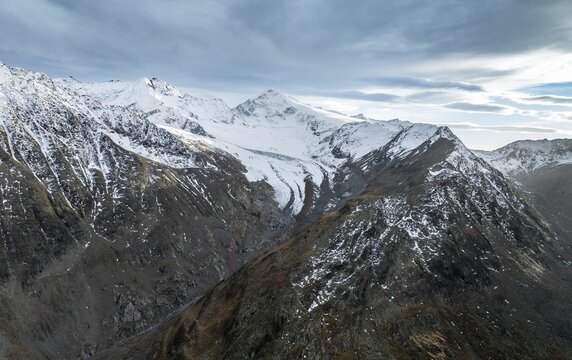Schafkogel and Querkogel, glacier Schlaf Ferner, Niedertal, alpine panorama, aerial view, mountains in &Ouml;tztal, &Ouml;tztal Alps, Tyrol, Austria