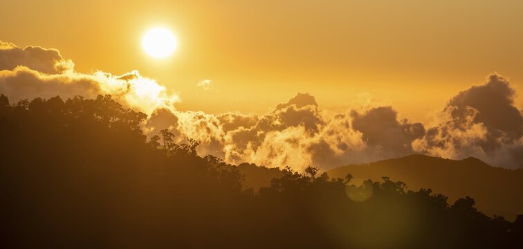 Evening mood, clouds over cloud forest, mountain rainforest, Parque Nacional Los Quetzales, Costa Rica