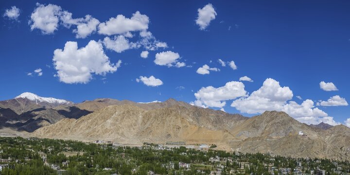 The Namgyal Tsemo Gompa monastery on Tsenmo Hill, a viewpoint over Leh, Ladakh, Jammu and Kashmir, India