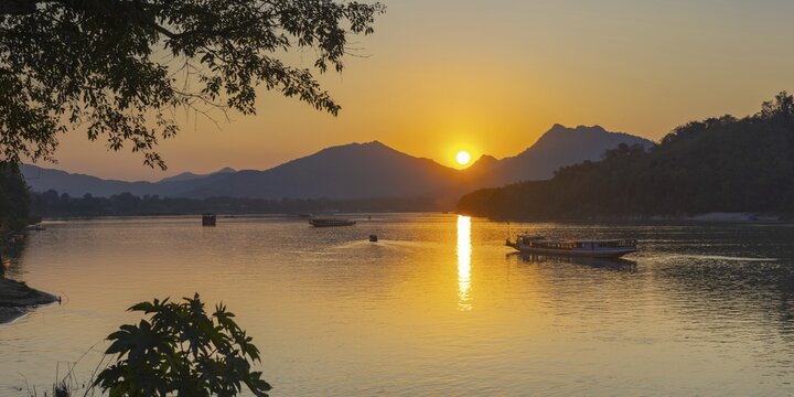 Sunset on the Mekong near Luang Prabang, Laos