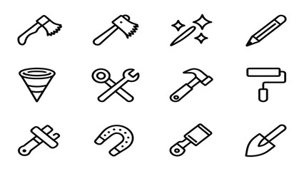 Set of 13 line icons for construction and DIY projects