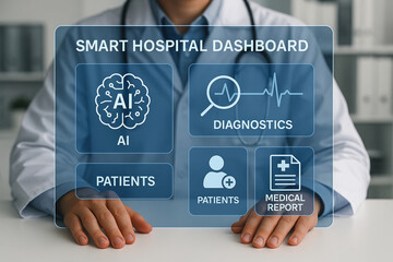 Smart hospital dashboard using AI for digital healthcare management.