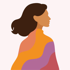 Modern abstract woman profile flat vector illustration