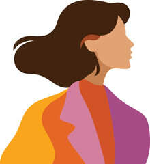 Modern abstract woman profile flat vector illustration