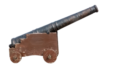 Antique Cannon on Wooden Carriage