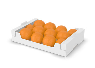 Blank Cardboard Tray Packaging Mockup Isolated on White Background, 3D Render.