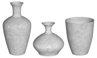 Vintage glass vase and old ceramic bottle object isolated on white for art decoration design