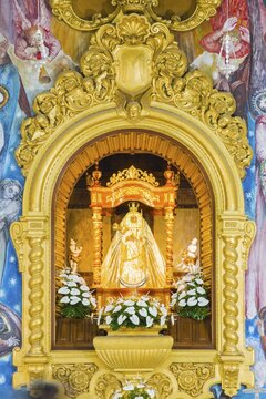 Statue of the Virgin Mary, Virgen de Canelaria, patron saint of the Canary Islands archipelago, Basilica de Nuestra Senora de la Candelaria, Candelaria, Tenerife, Canary Islands, Canary Islands, Spain