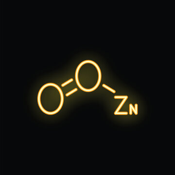 Glowing neon sign representing the chemical formula of zinc oxide - zno - , a compound often used in various applications