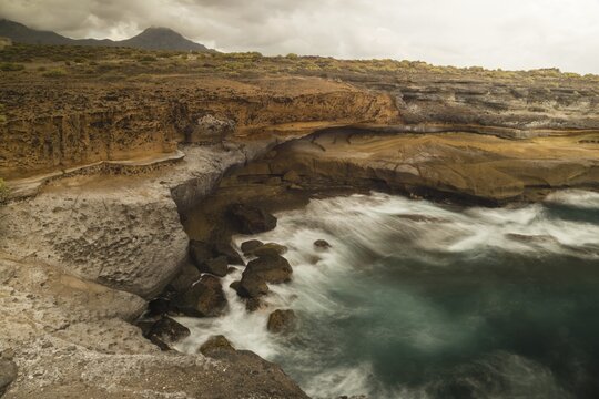 Coast, lava rock, El Puertito, west coast, Tenerife, Canary Islands, Spain