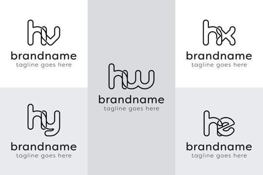Letters HV HW HX HY HZ Monogram Line Logo, for VH WH XH YH ZH initials