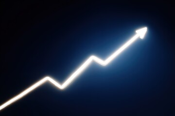 Trend line shows upward movement in data over time with zigzag pattern and strong growth indicator