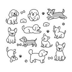 Cute Dog Illustration Set