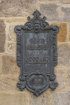 Schild Sekt Kellerei Kessler, Esslingen, Baden-W&uuml;rttemberg, Germany