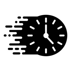 black and white fast clock sign icon Silhouette vector style with white background
